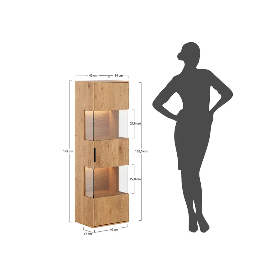 viseća vitrina tirano 33x142 cm, materijal: masivno drvo hrast - slika 7