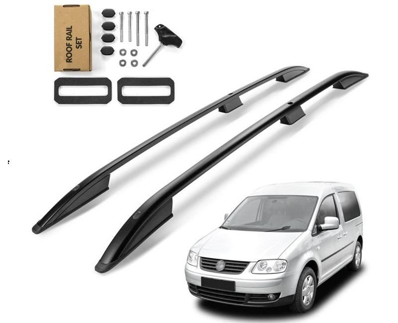 uzdužni krovni nosači za vw caddy iii 2003 - 2010 god.- srebrni-crni - slika 4