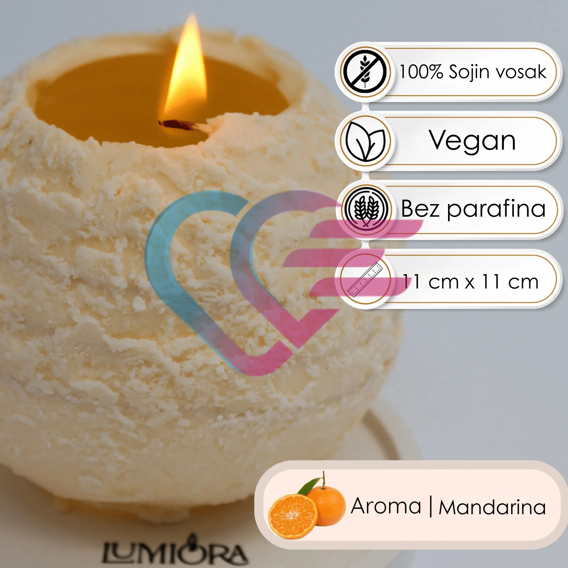 svijeća mirisna sa spiralnim gorenjem “snow ball” mandarina - slika 2