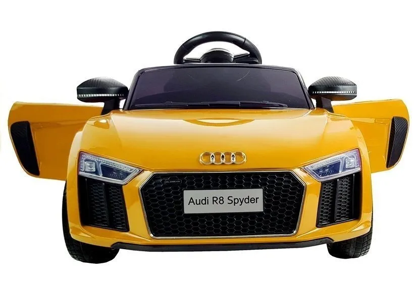 licencirani auto na akumulator audi r8 spyder - žuti/lakirani - slika 8