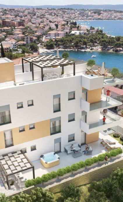trogir/čiovo, stan 2-soban sa velikom krovnom terasom, pogled na more - slika 3