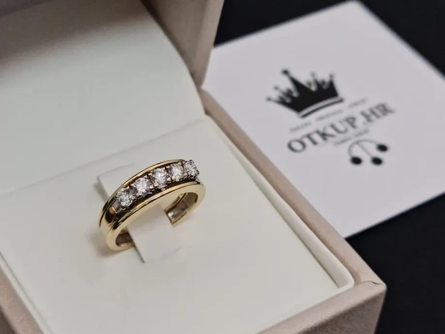 zlatni prsten sa 5 dijamanata 5.56g (18k) 0,75ct. /r1, rate - slika 3