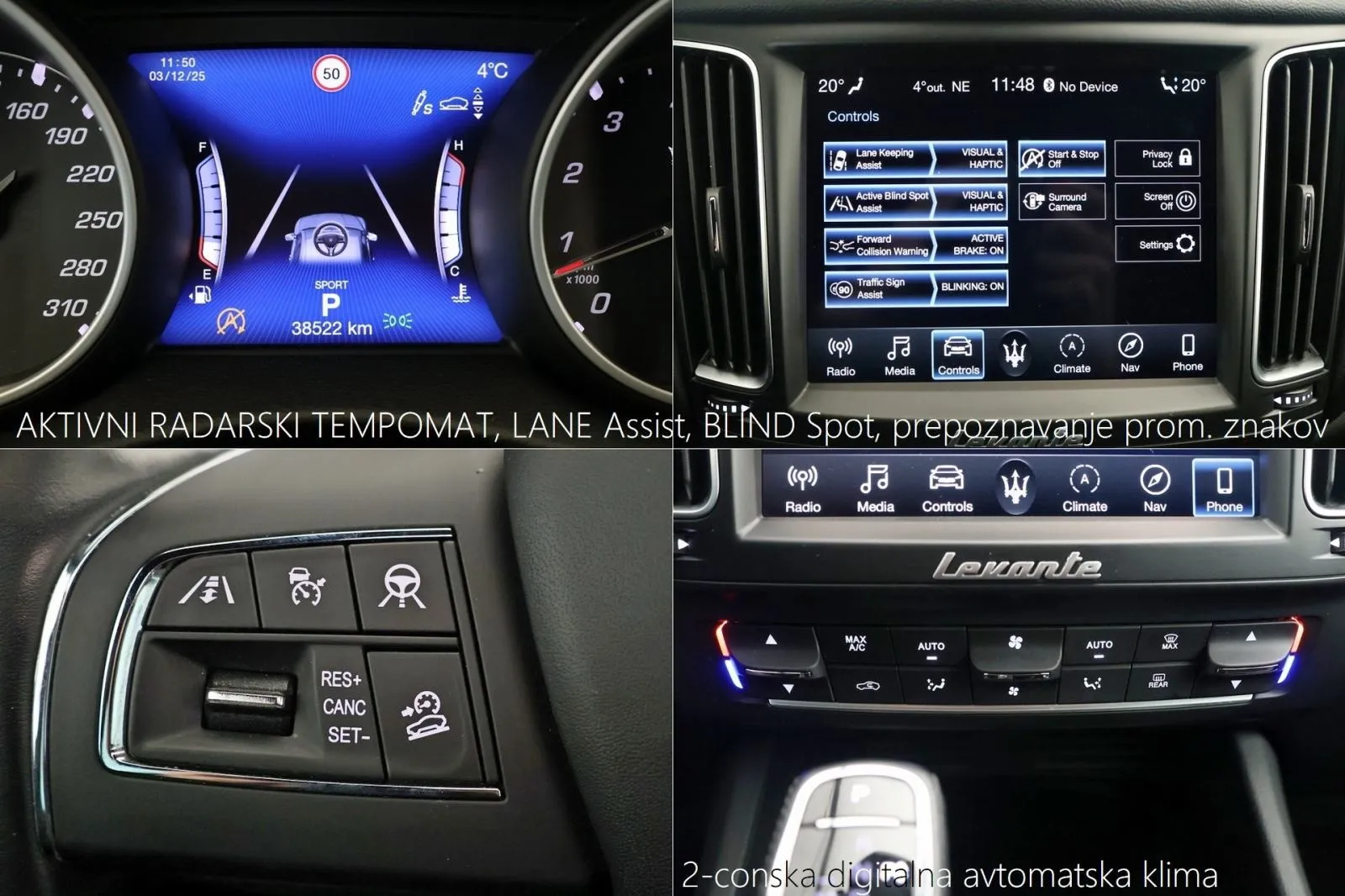 maserati levante 3.0 v6 gdi awd at8 panorama airmatic radar - slika 12
