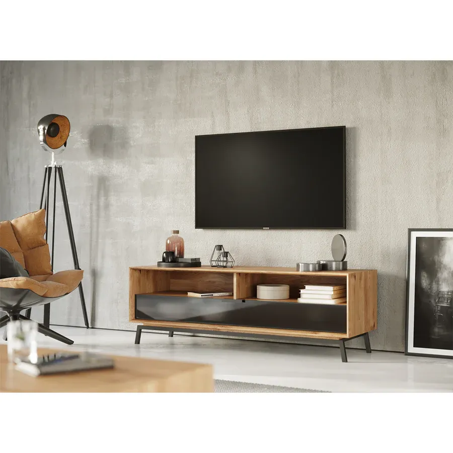 tv komoda modern loft 160x50cm, materijal: masivno drvo hrast - slika 5