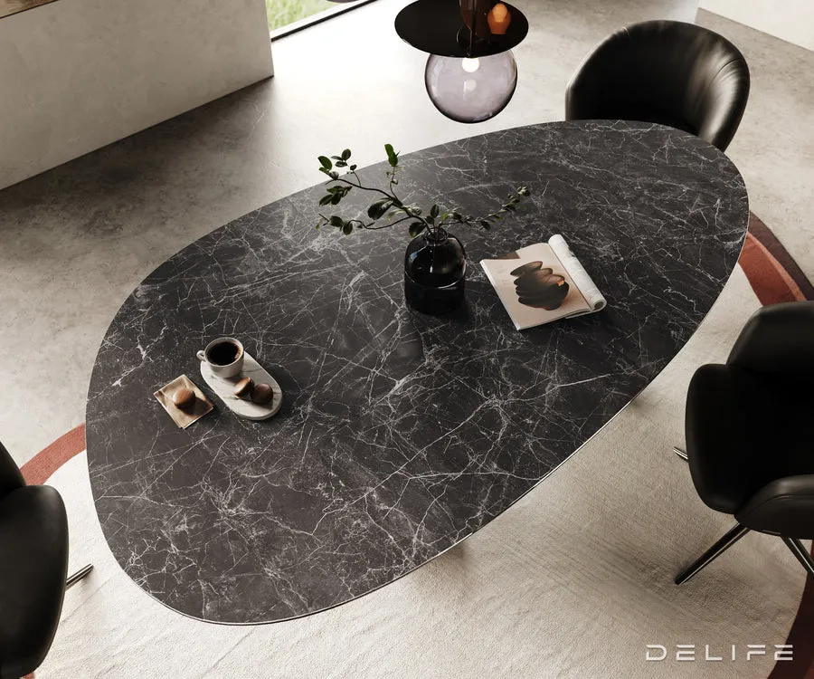 blagovaonski stol edge 220x120cm, materijal: keramika laminam nero - slika 4