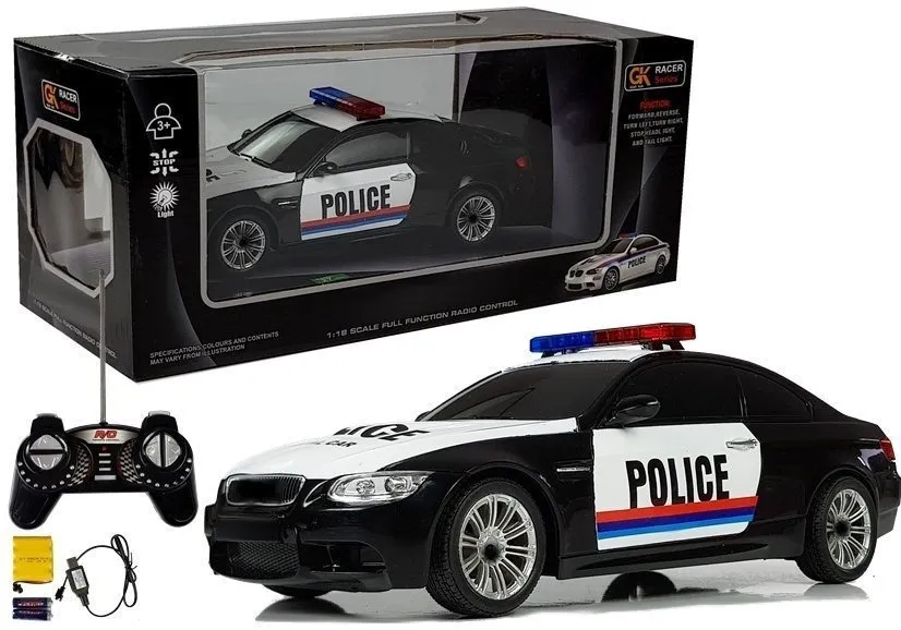 auto na daljinsko upravljanje car police 1:18 – bijeli - slika 6