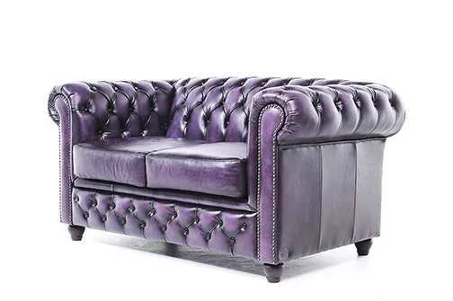 chesterfield dvosjed original leather | 2-sjedišta | wash off purple - slika 4