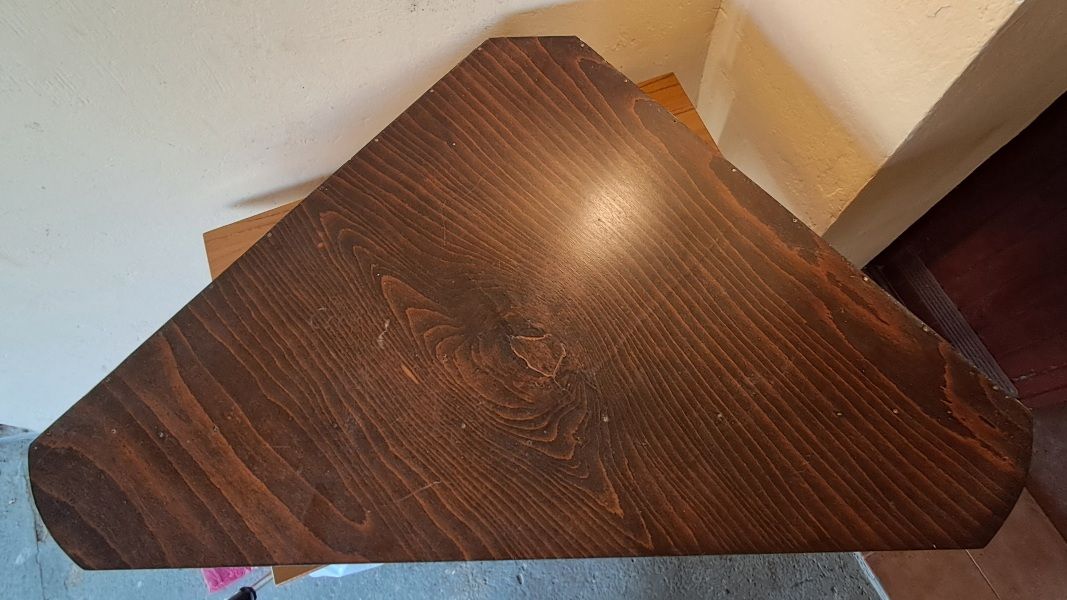 kutna polica 90x90x23 cm, tamno smeđa, nije pravi kut; bribir - slika 2