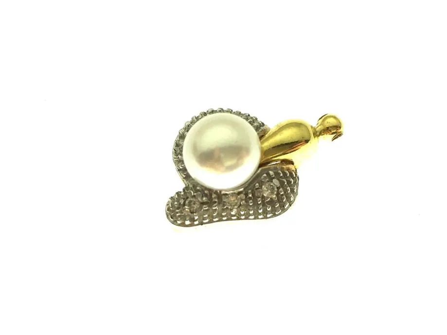 zlatni privjesak sa biserom i dijamantima, 3,35g (18k) / r1, rate !! - slika 2