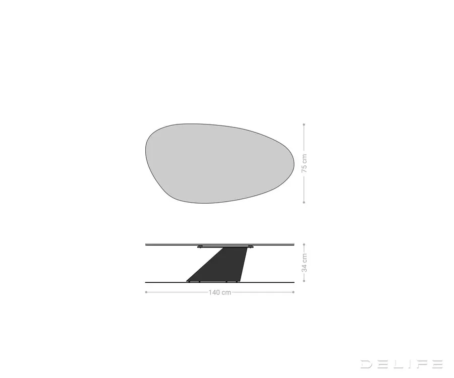 klub stolić edge 140x75cm, materijal: keramika laminam noir desir - slika 7