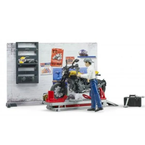 bruder set motocikl servis sa scrambler ducati full throttle motorom - slika 5