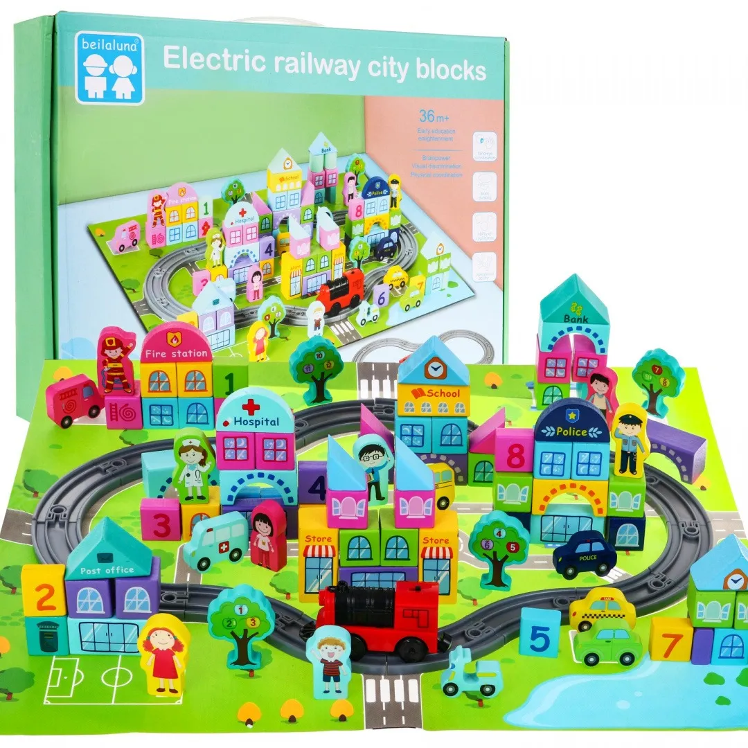Set drvenih kocki s podlogom za igru - My City - Mursko Središće