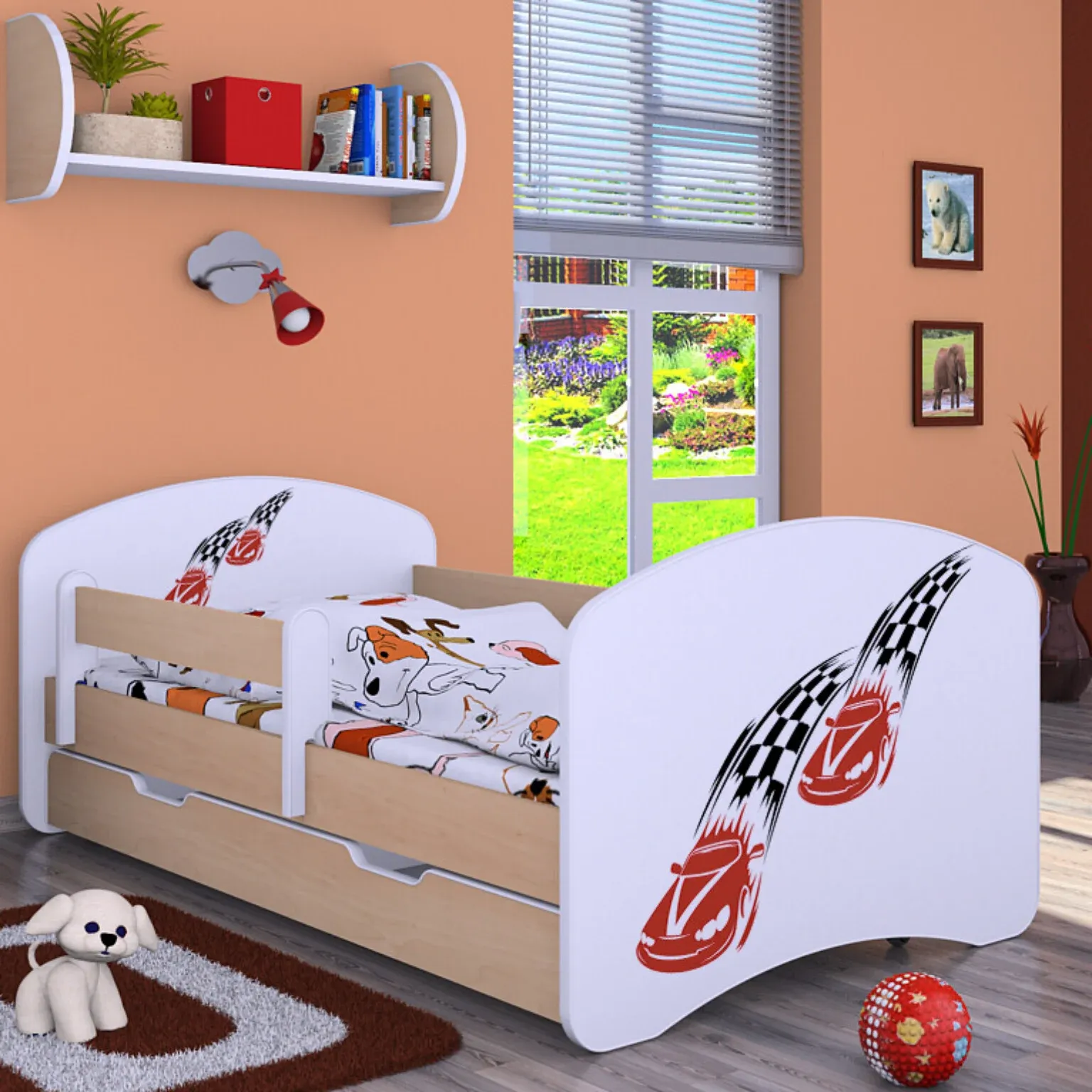 drveni dječji krevet happy utrka s ladicom – 160×80 - slika 4