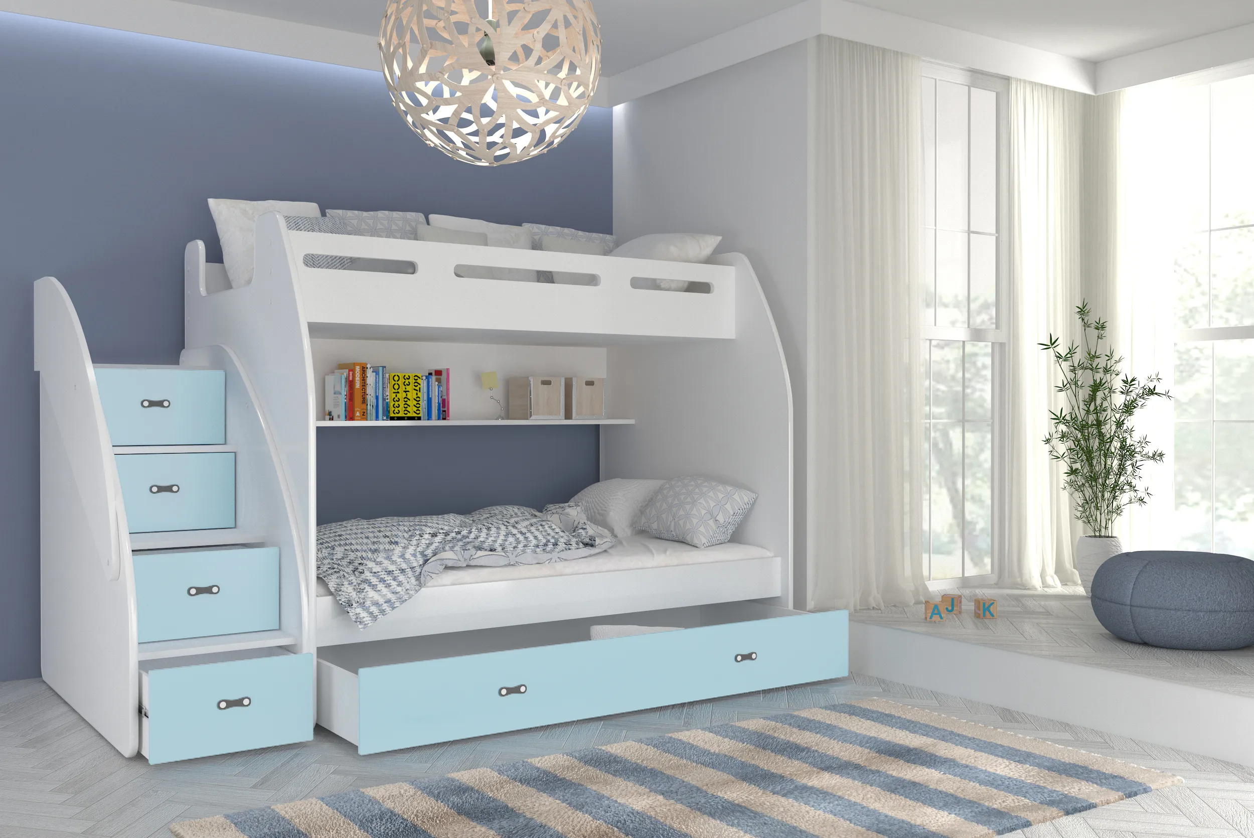 krevet na kat 200×120 – stepenice i ladice u jednom - slika 3