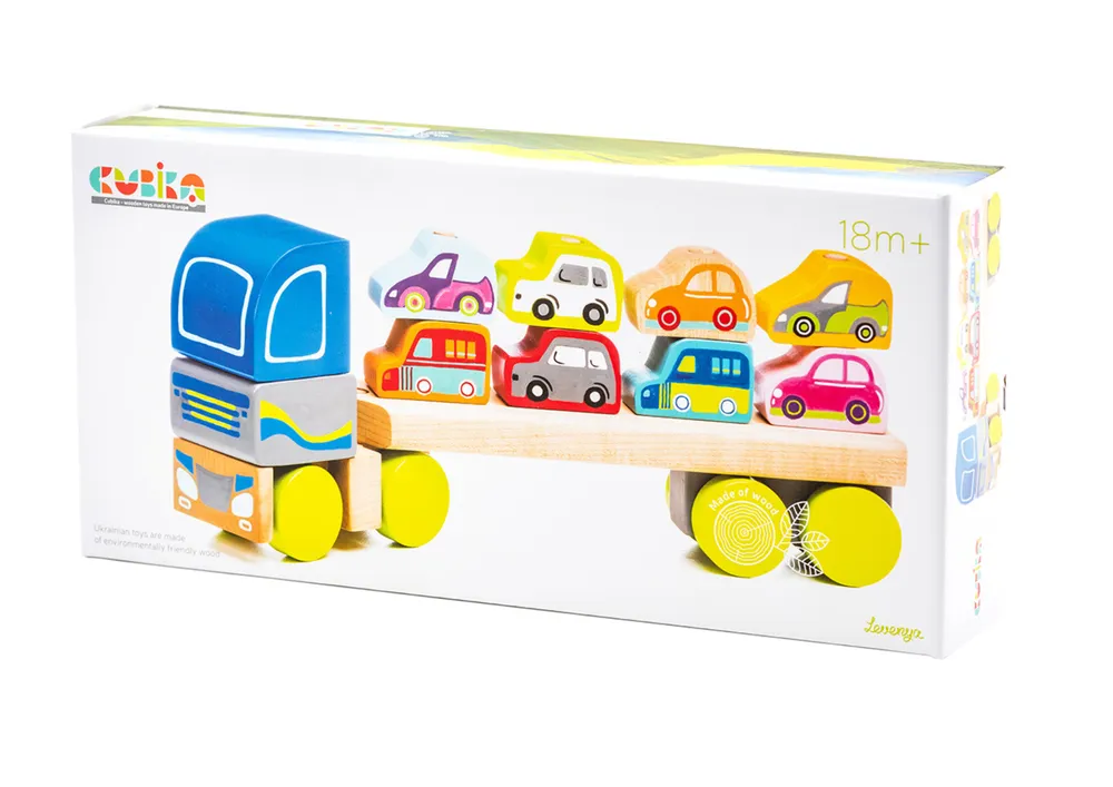 drveni kamion s sortirkom automobila lm-12 13418 - slika 4