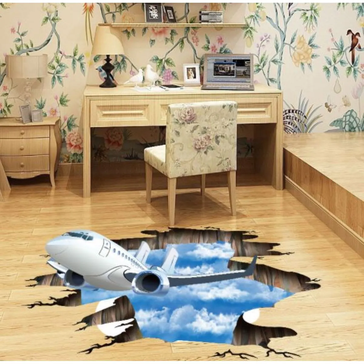 3d wall sticker putnički avion dimenzije 110x50 cm - slika 3