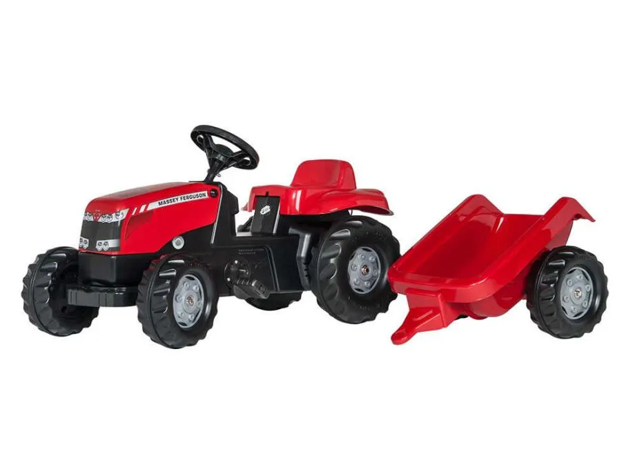 rolly toys traktor na pedale massey ferguson + prikolica - slika 1