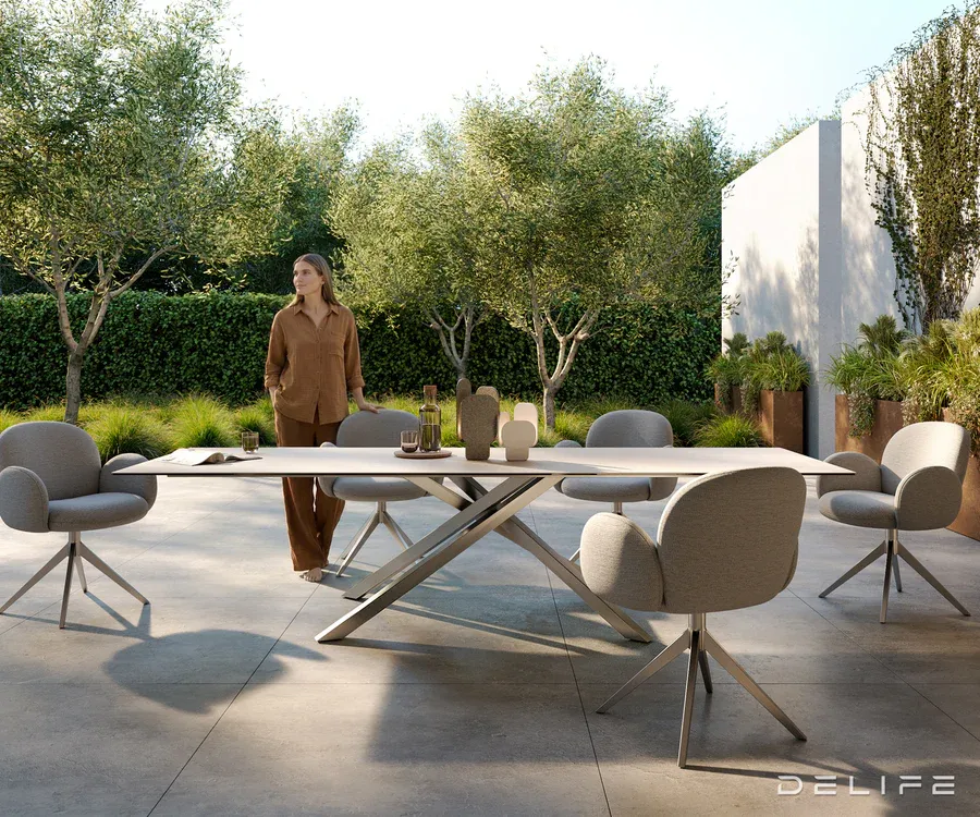 outdoor stol edge 300x100cm, materijal: keramika travertino bianco - slika 2
