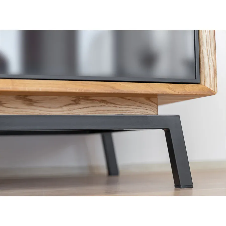 komoda modern loft 120,50x45cm sa staklom,materijal:masivno drvo hrast - slika 7