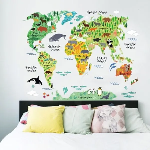 Dječja zidna naljepnica - Animal world (svijet životinja) 60*90cm - Zagreb