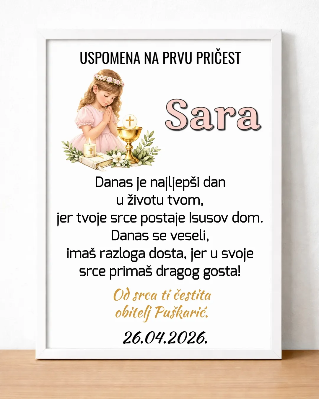 Okvir – uspomena na Prvu pričest za djevojčicu - Prozor, Otočac