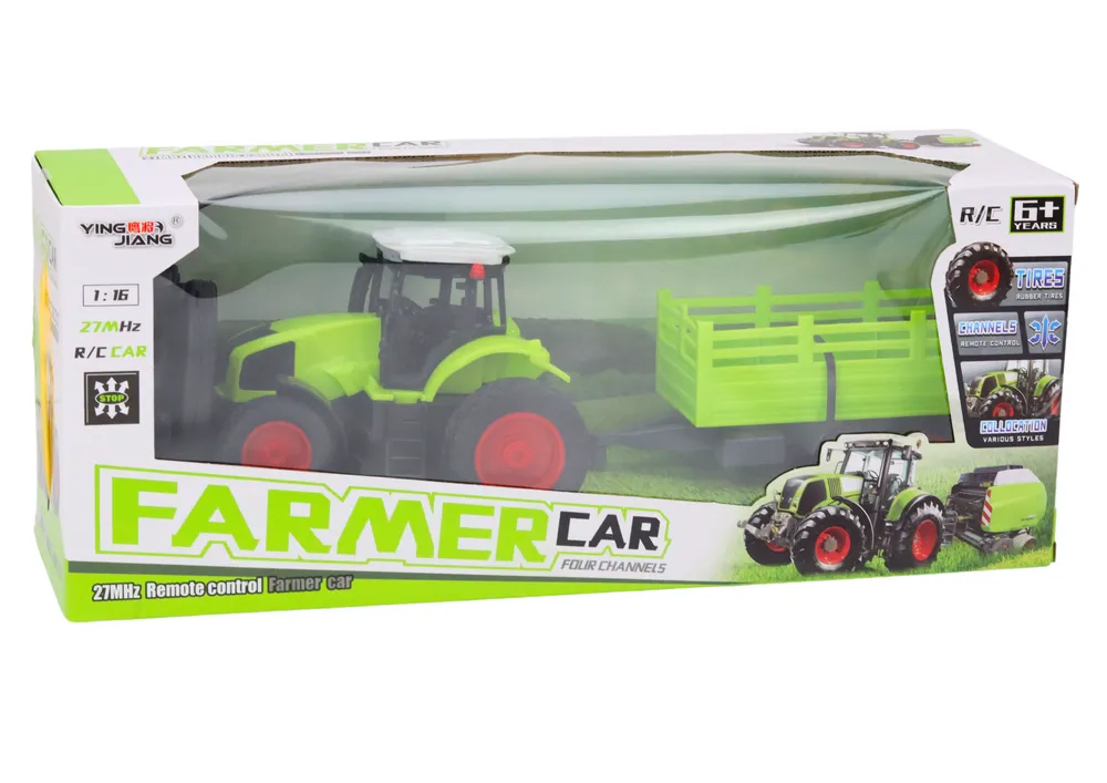 traktor s prikolicom na daljinsko upravljanje farmer 1:16 - zelena - slika 3