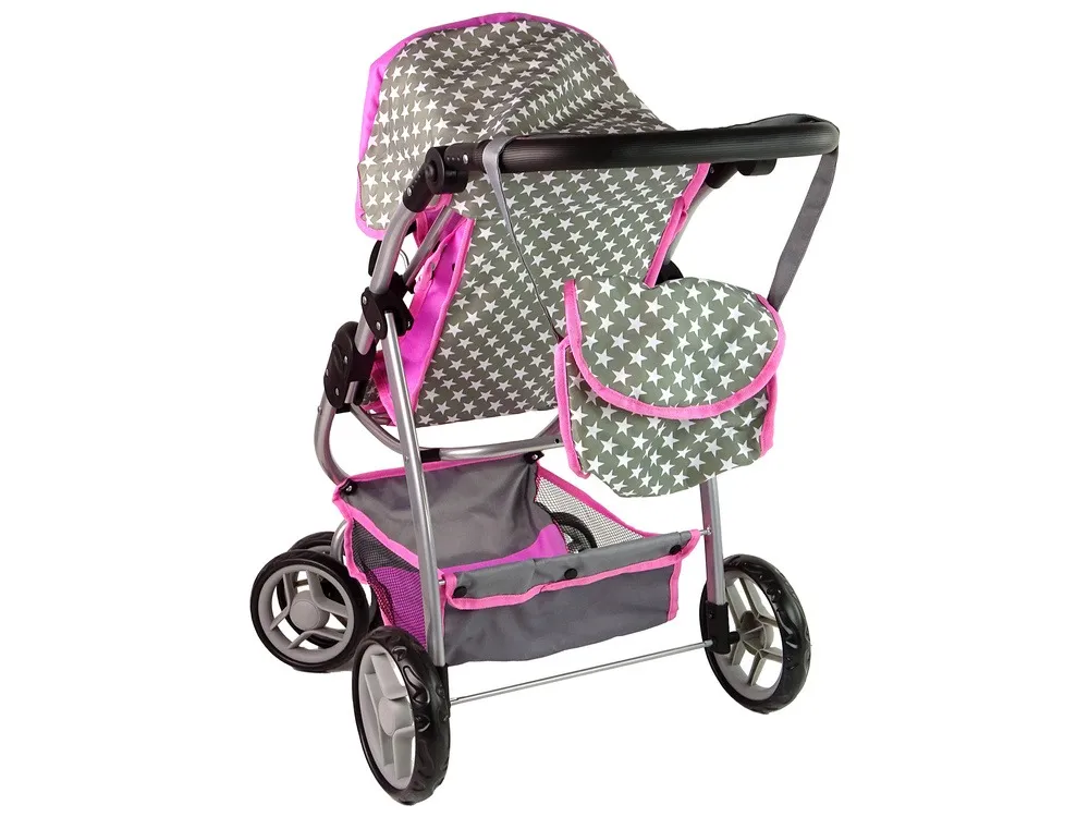 kolica za lutke 2-in-1 carrycot stars - siva - slika 3