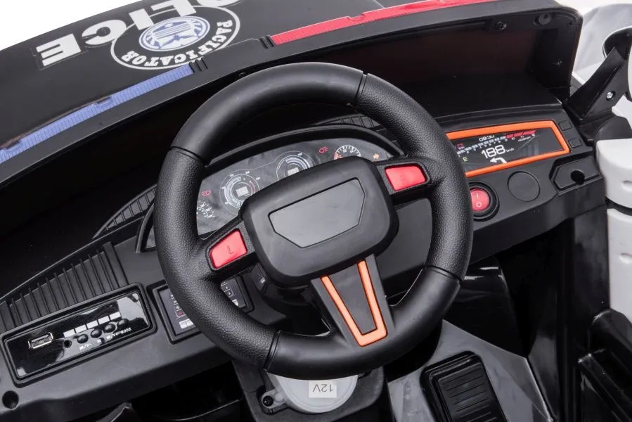policijski auto na akumulator - bijeli - slika 9