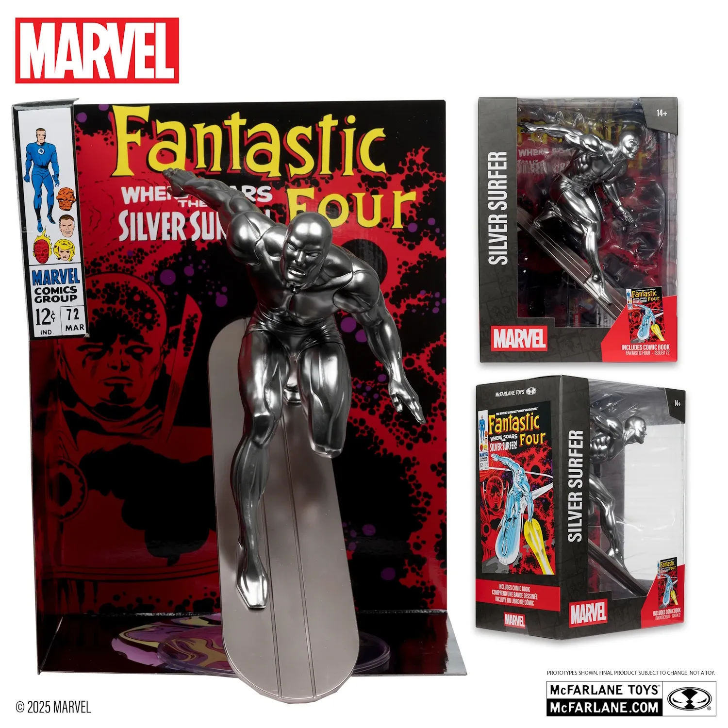 mcfarlane marvel – silver surfer figura25cm + strip fantastic four #72 - slika 6