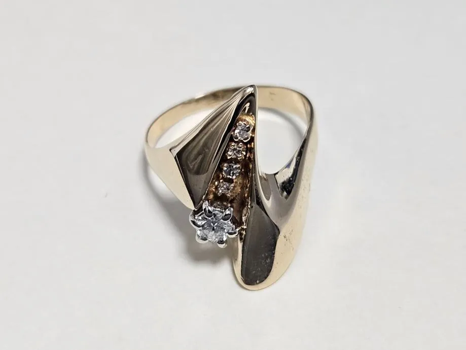 zlatni prsten s dijamantima 0.16ct 14k / r1, rate ! - slika 3
