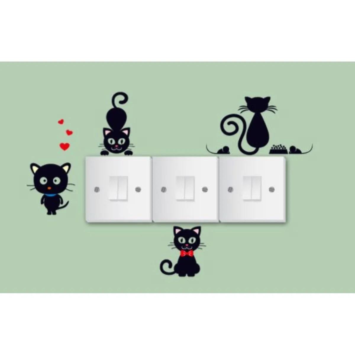 (5 kom) naljepnica za utičnice i prekidače curious cats - slika 6