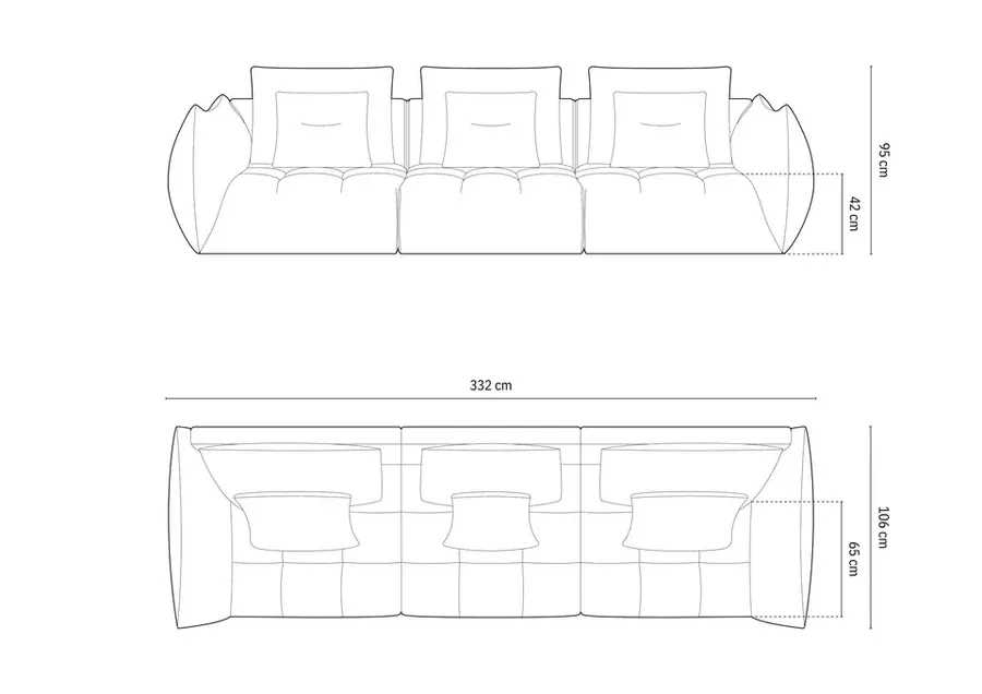 bloom sofa, 4 sjedala, 332x106 cm, materijal: strukturirana tkanina - slika 5
