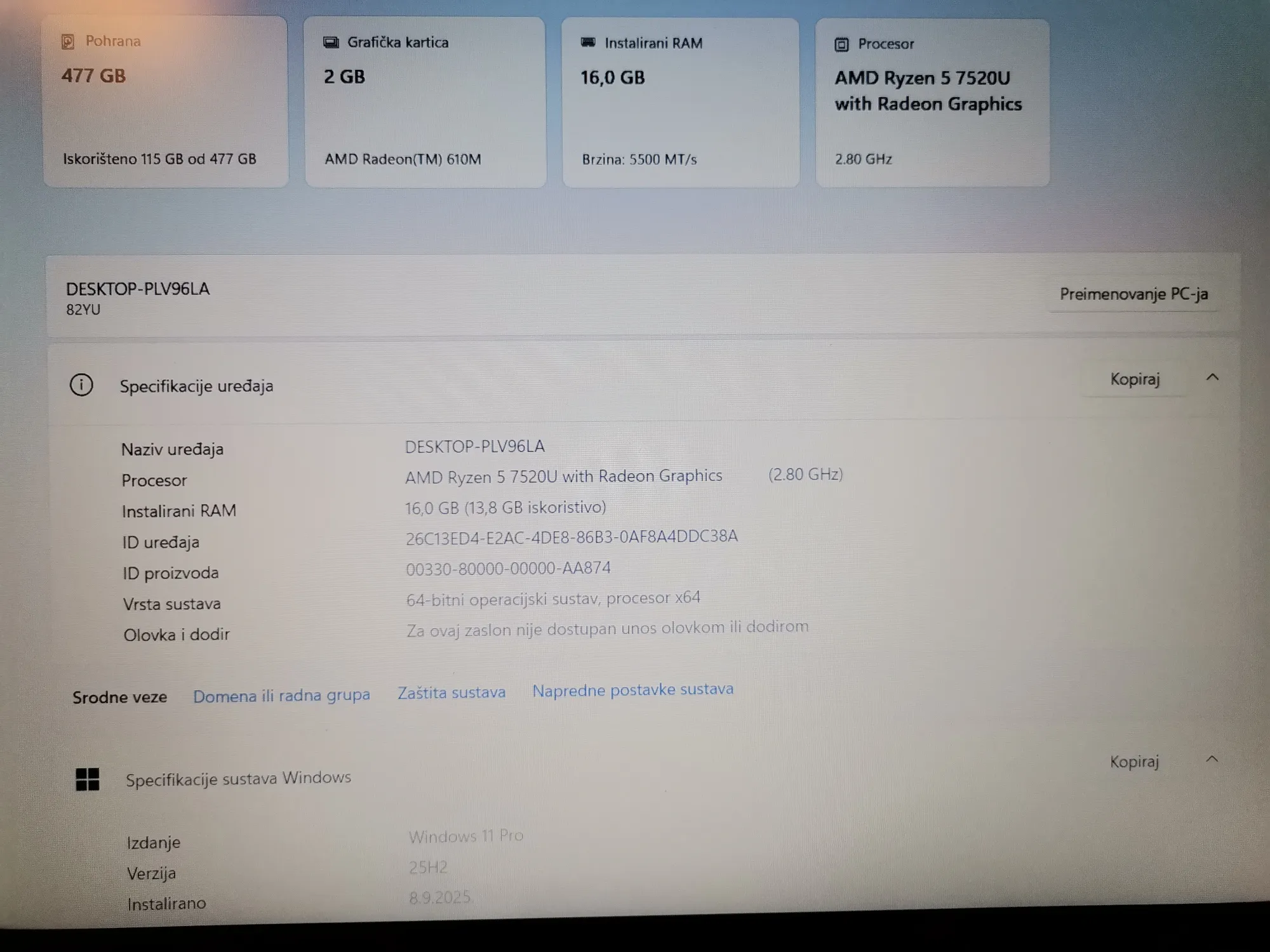 lenovo v15 g4, ryzen 5-7520u/16gb/512gb ssd/amd radeon/15.6" - slika 2