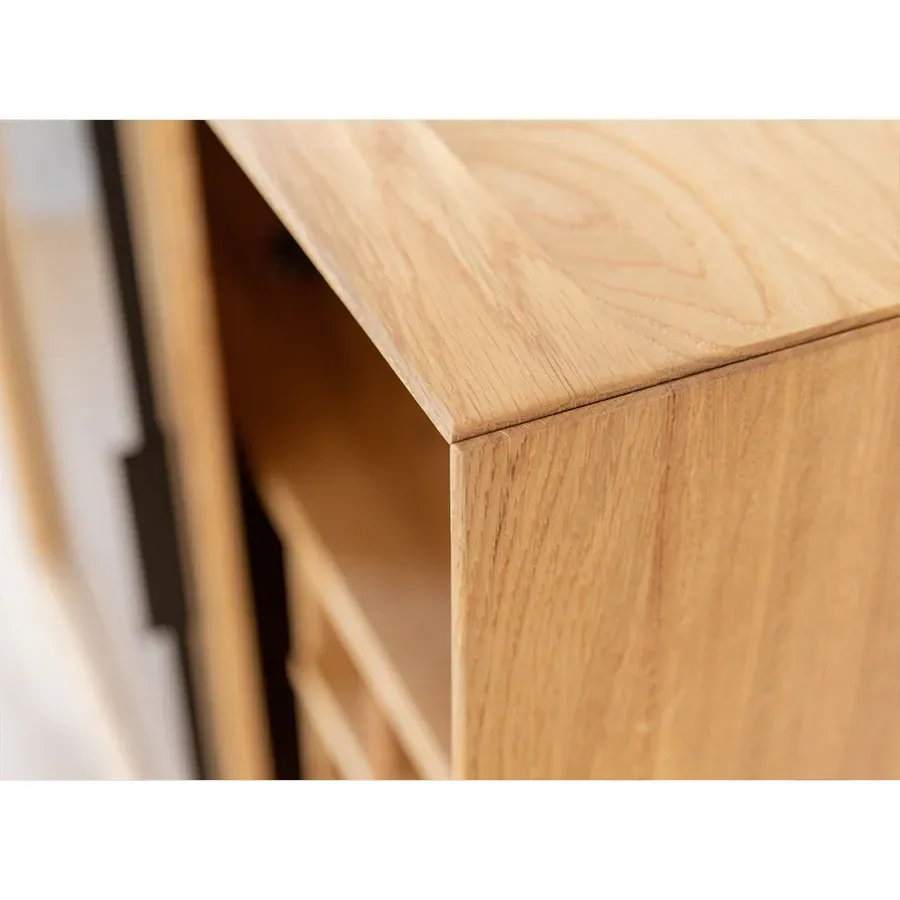 komoda modern loft 101x45cm sa staklom, materijal: masivno drvo hrast - slika 5