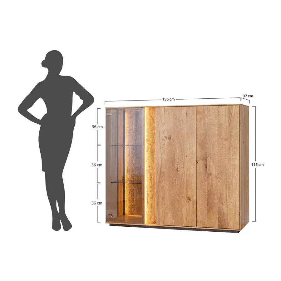 vitrina collodi 135x115cm, materijal: masivno drvo hrast - slika 12