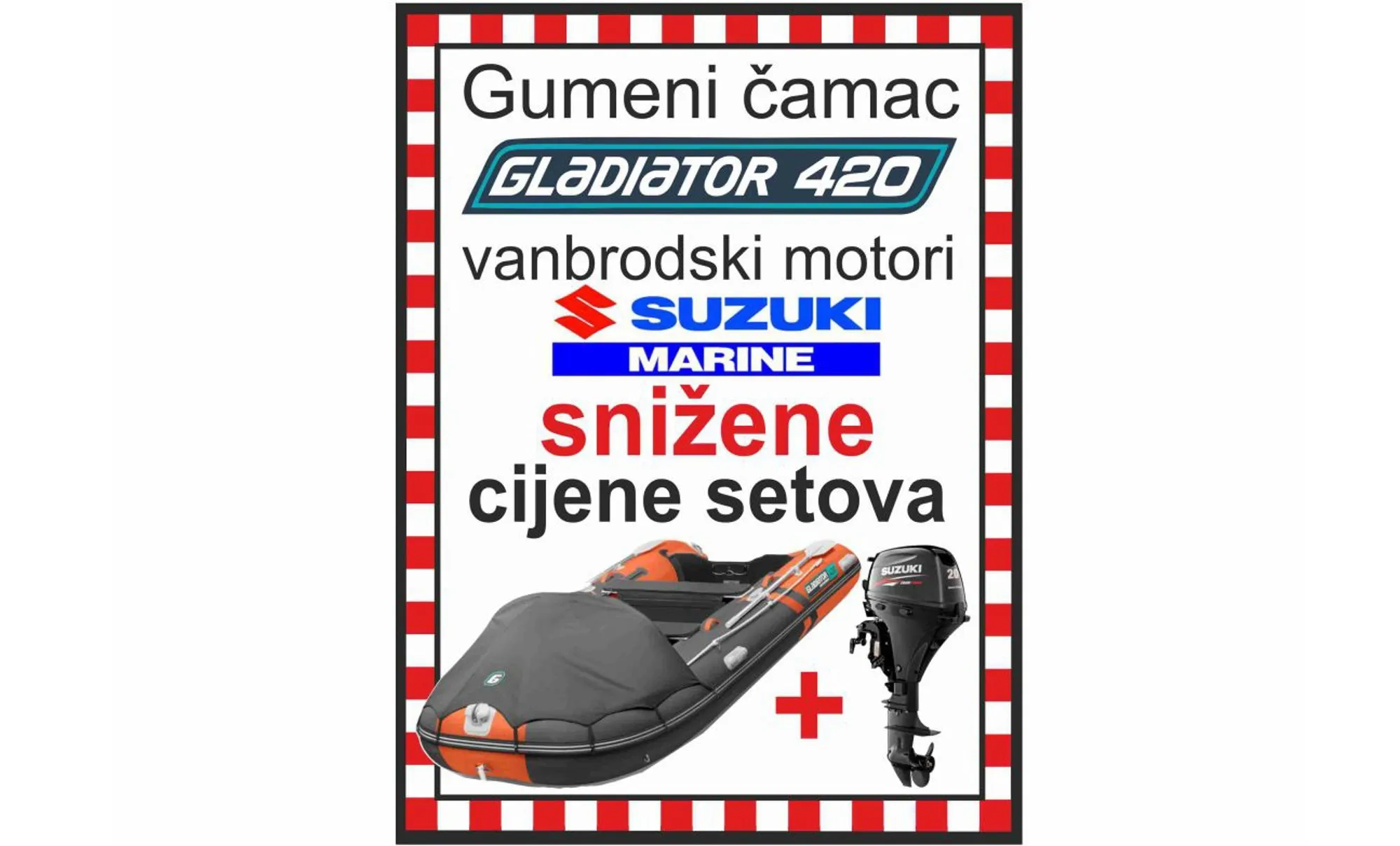 Set Gumenjak Gladiator 420 + Motori Suzuki - Veliko Polje, Zagreb