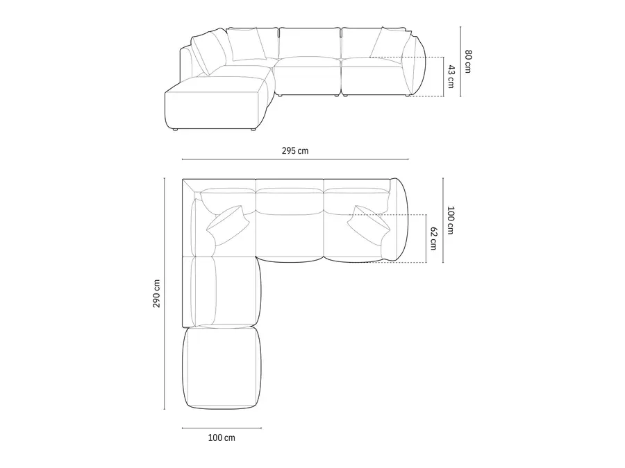 kutna garnitura chris 295x290cm, materijal: baršun - slika 4
