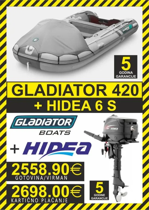 set gumenjak gladiator 420 + motori hidea - slika 4