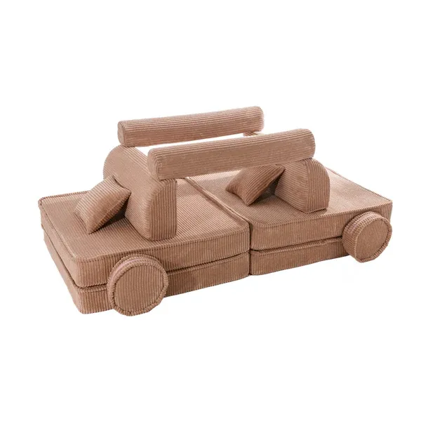 velika modularna sofa za djecu - premium korduroj, svijetlo ružičasta - slika 3