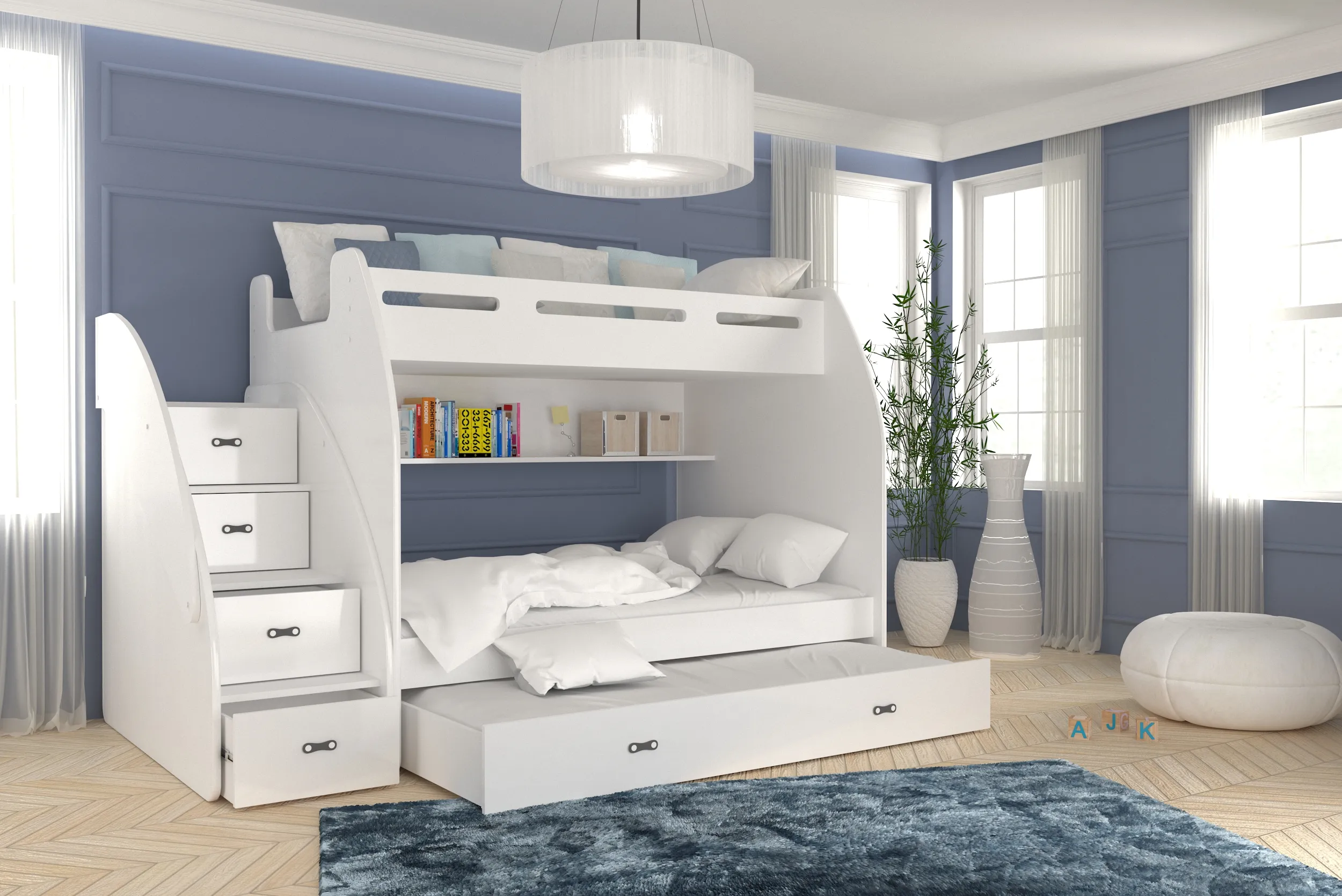 krevet na kat 200*90 zuzia – stepenice i ladice u jednom - slika 4