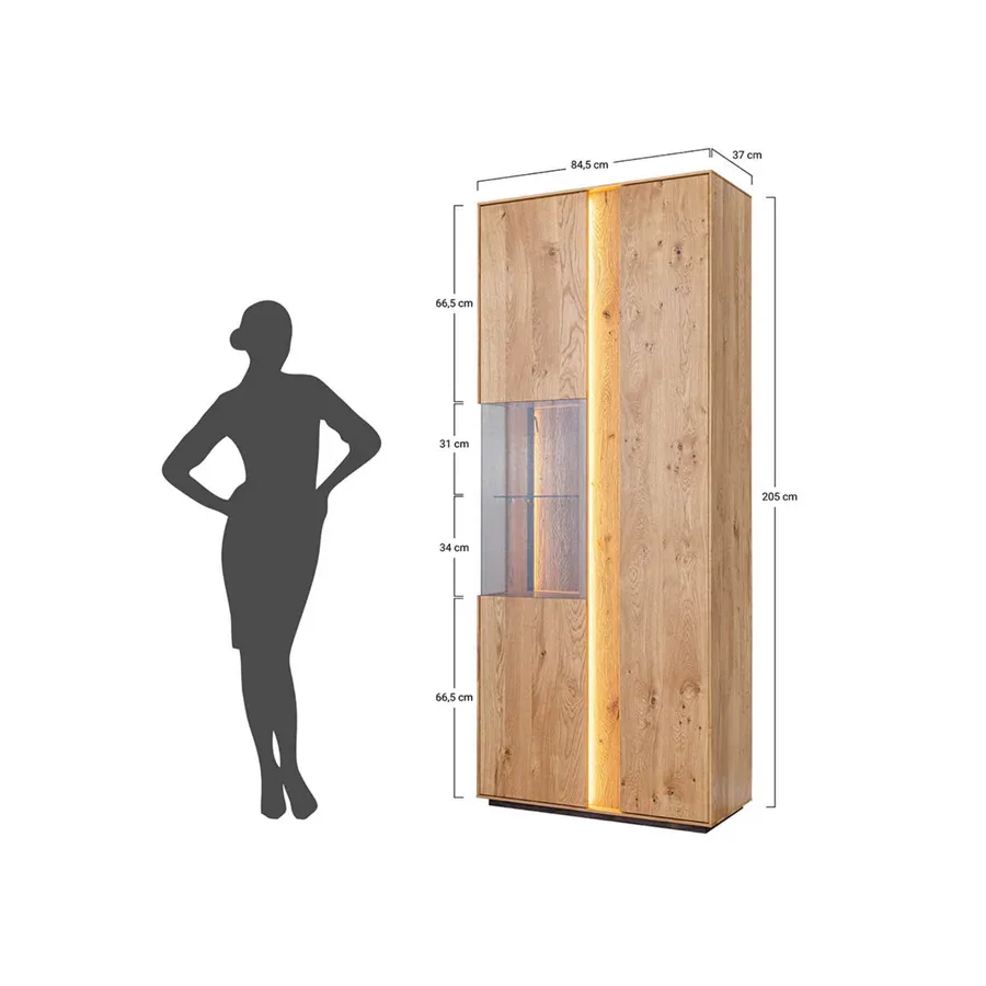 vitrina collodi 84,50x205cm, materijal: masivno drvo hrast - slika 20