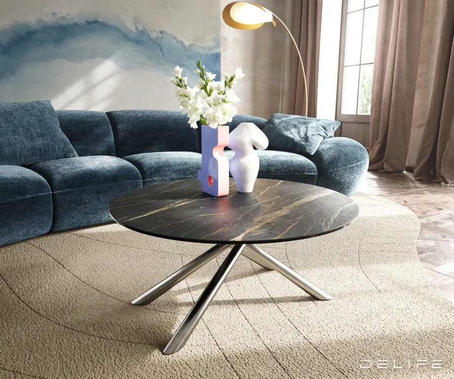 Klub stolić Edge 90x90cm, Materijal: Keramika Laminam Noir Desir - Čakovec