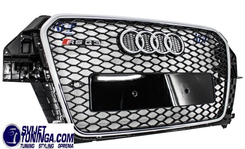 maska za audi q3 - rsq3 dizajn - crna/krom - sportski izgled - slika 3