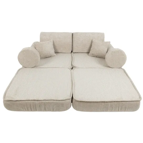 srednja modularna sofa za djecu - estetska ekru boja - slika 4