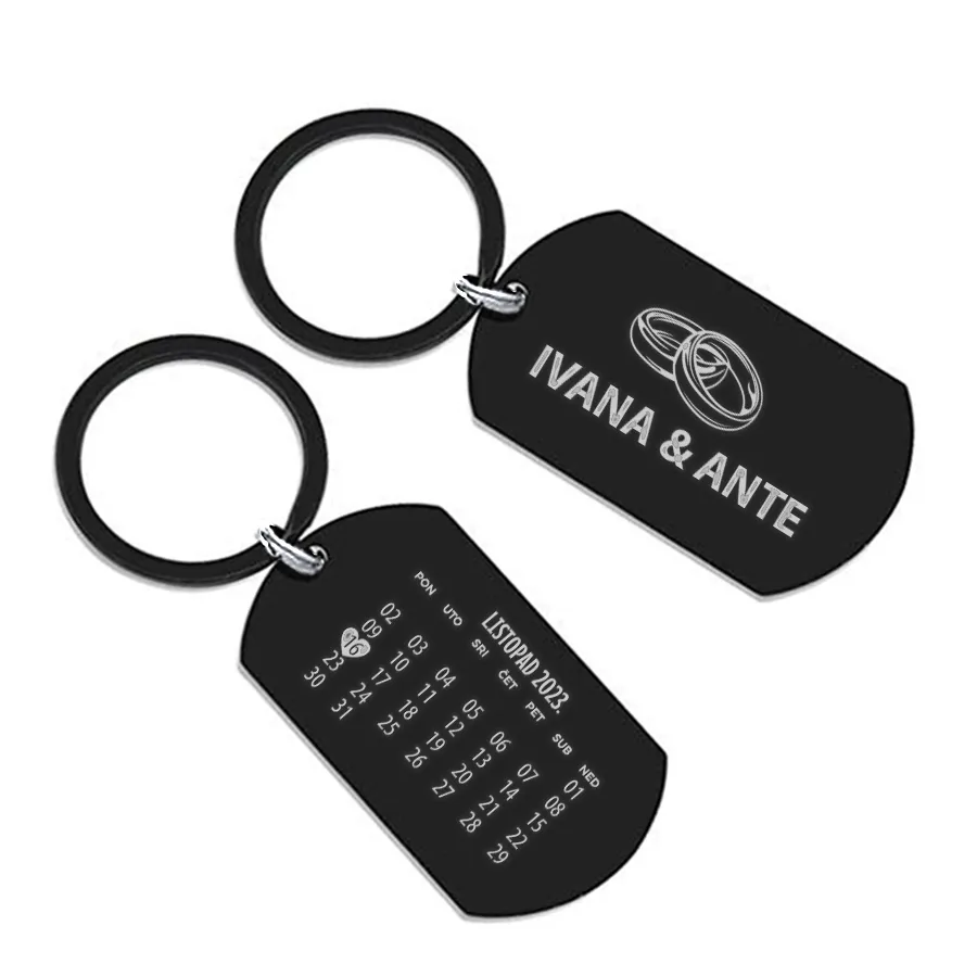 personalizirani privjesak za ključeve s obilježenim datumom - slika 2
