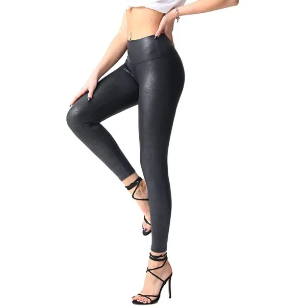 kožne tajice visokog struka - slim fit skinny - slika 7
