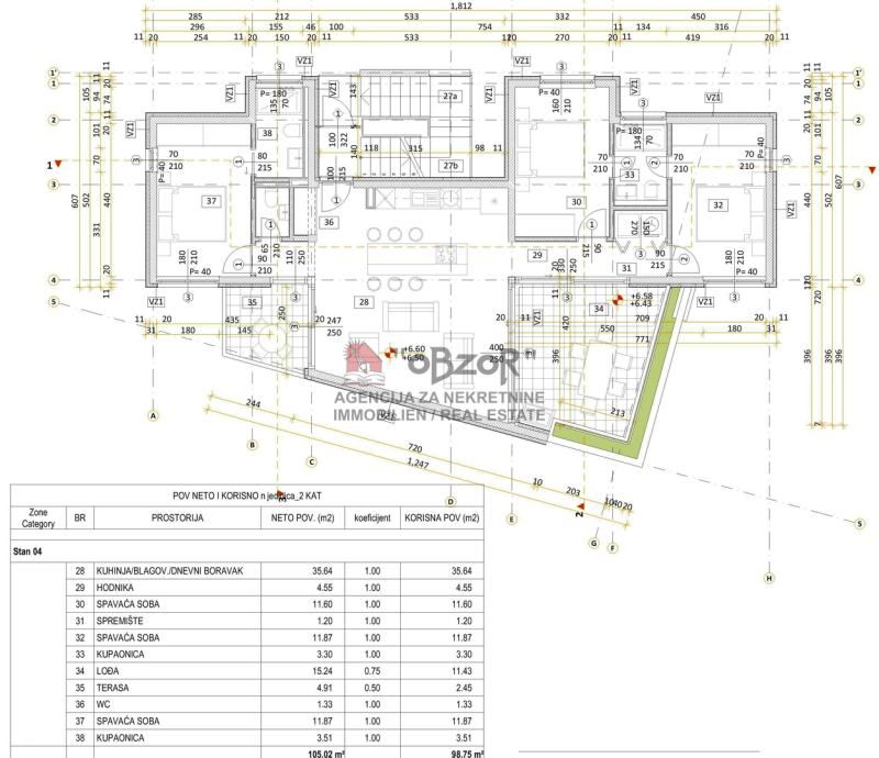 petrčane-punta radman, trosoban stan(106m2) + krovna terasa(113m2) - slika 7