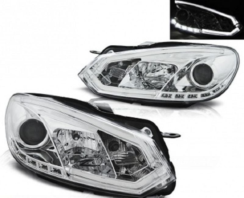 tube dizajn farovi za vw golf 6 - crni-krom -s led dnevnim svjetlom - slika 5