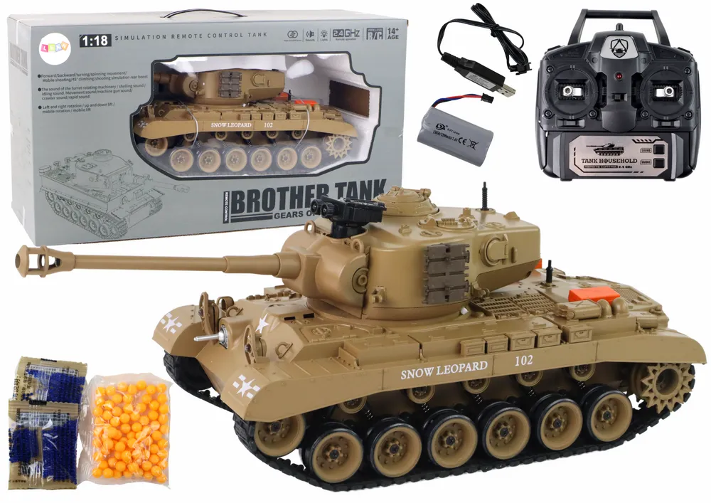 RC Tank 1:18 Cannon Smoke Shield Sounds Light Brown - Mursko Središće