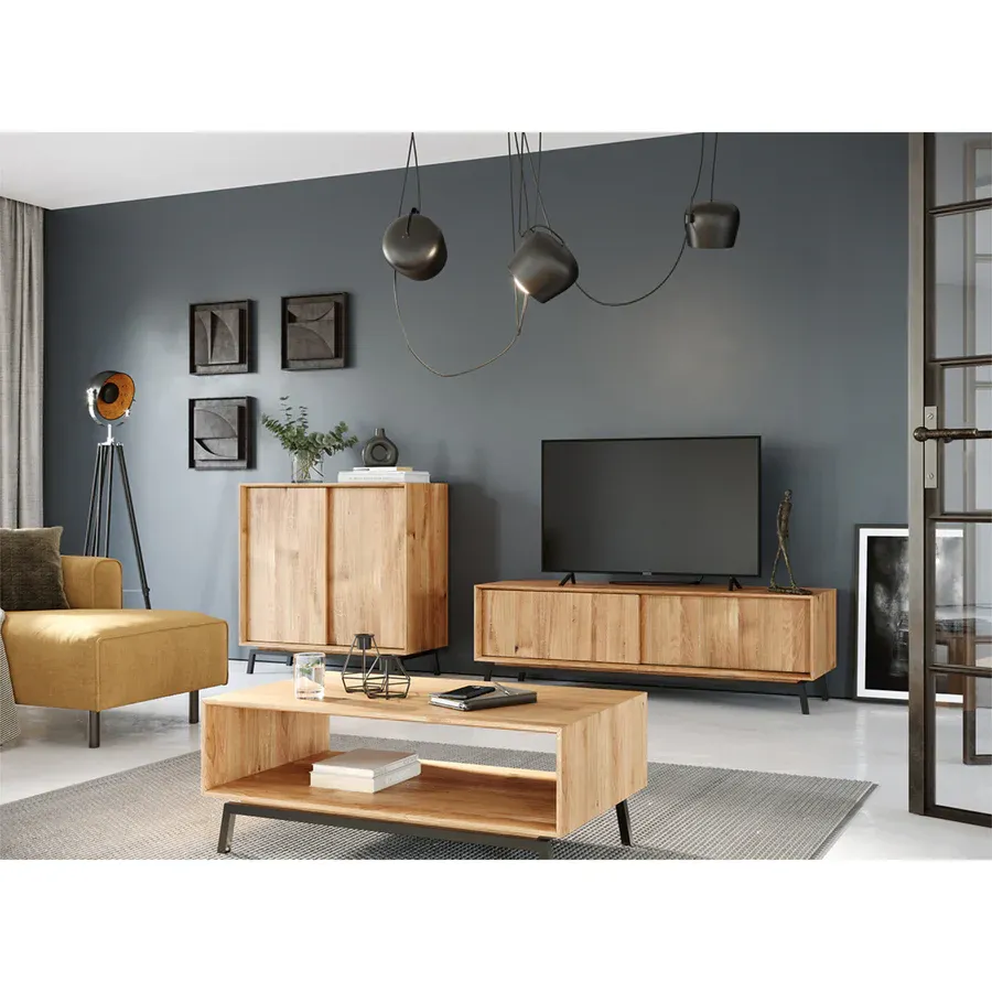 tv komoda modern loft 200x50cm, materijal: masivno drvo hrast - slika 9